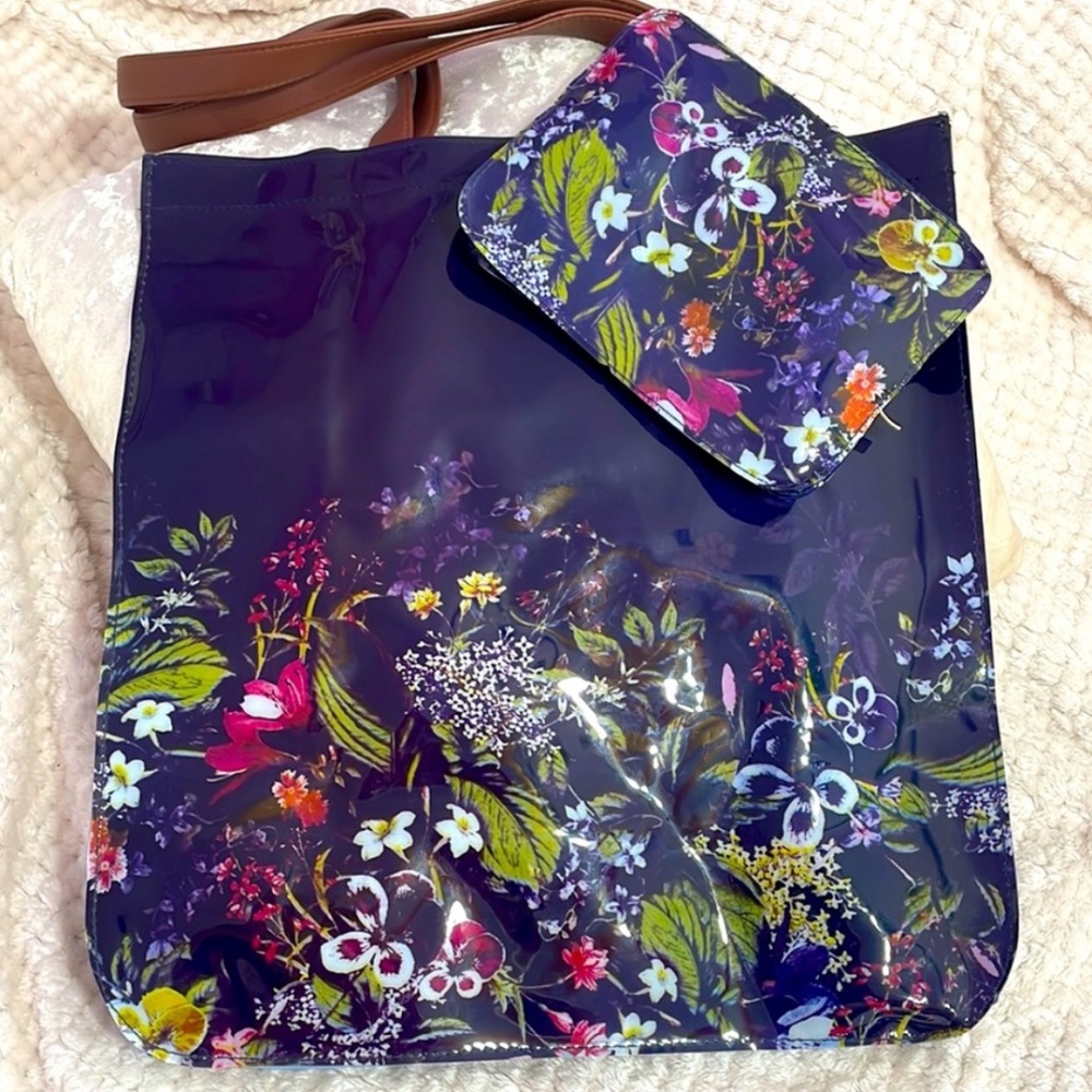Floral PVC Tote Set - Picture 1 of 3